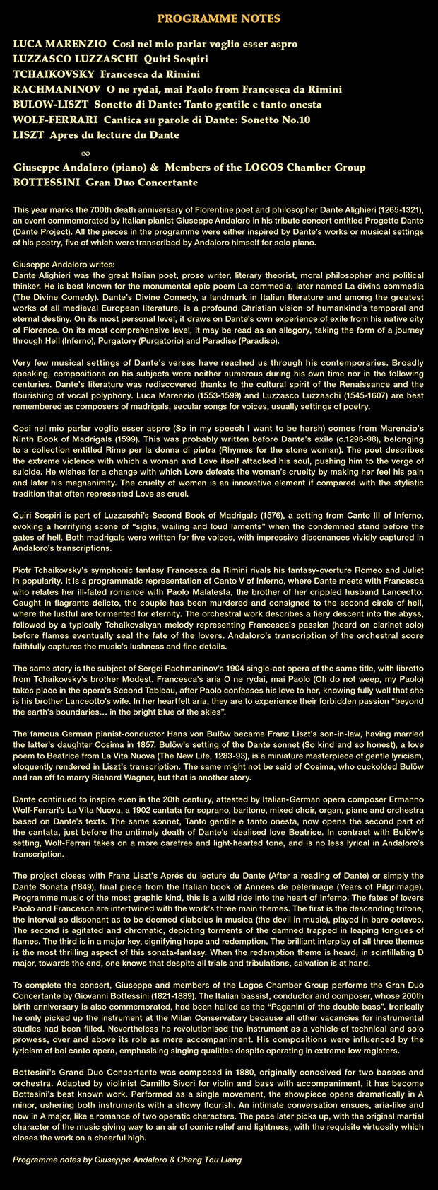 programme notes